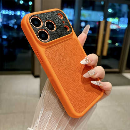 For iPhone 17 Pro Case Litchi Texture Genuine Cow Leather Coated TPU + PC Protective Cover