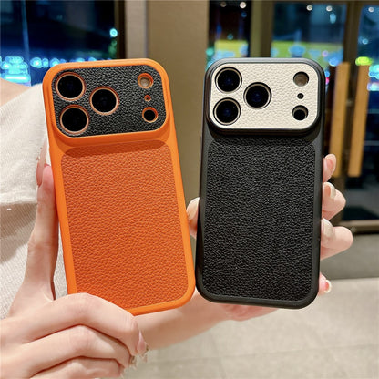 For iPhone 17 Pro Case Litchi Texture Genuine Cow Leather Coated TPU + PC Protective Cover