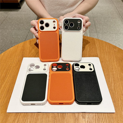 For iPhone 17 Pro Case Litchi Texture Genuine Cow Leather Coated TPU + PC Protective Cover