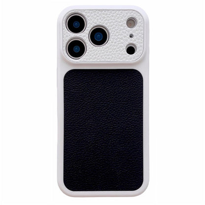 For iPhone 17 Pro Case Litchi Texture Genuine Cow Leather Coated TPU + PC Protective Cover