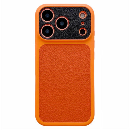 For iPhone 17 Pro Max Case Litchi Texture Genuine Cow Leather Coated TPU + PC Protective Cover