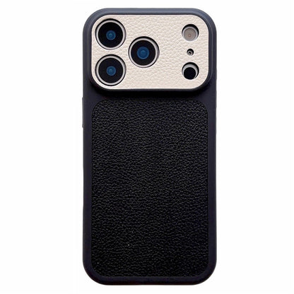 For iPhone 17 Pro Max Case Litchi Texture Genuine Cow Leather Coated TPU + PC Protective Cover