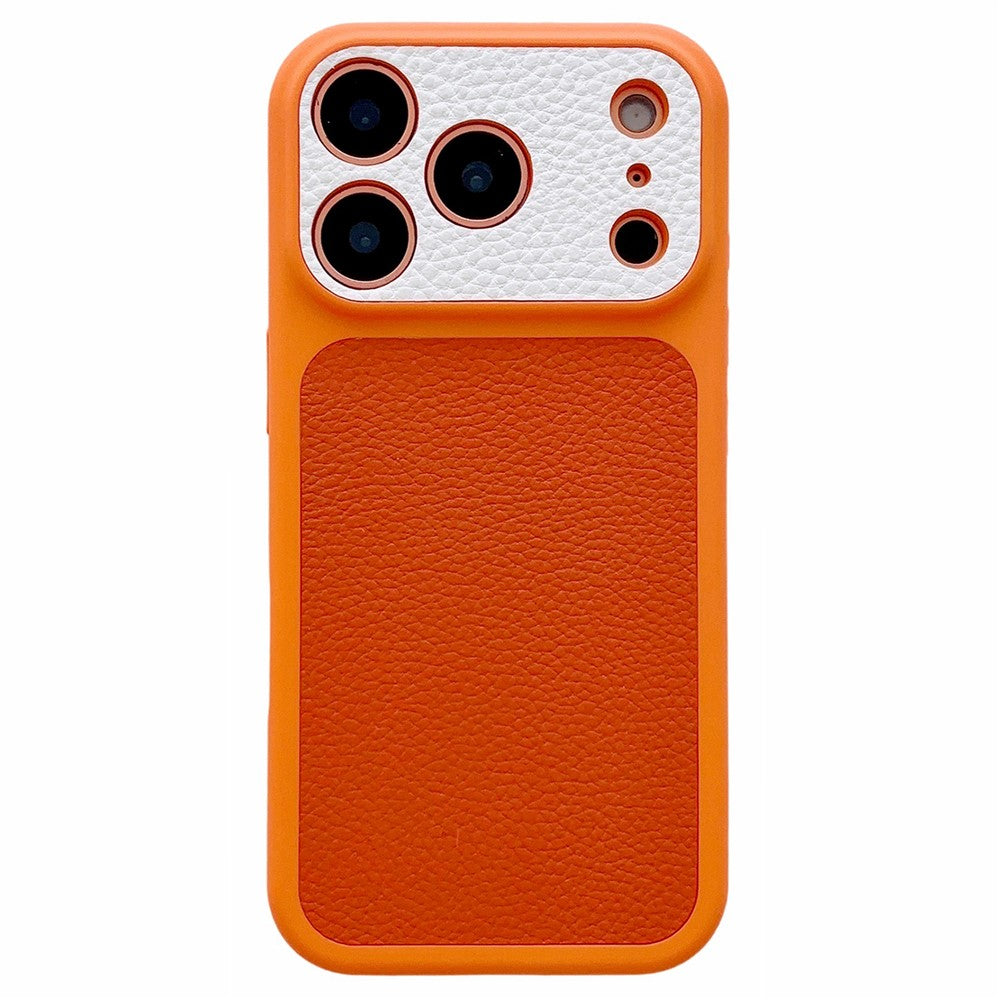 For iPhone 17 Pro Max Case Litchi Texture Genuine Cow Leather Coated TPU + PC Protective Cover