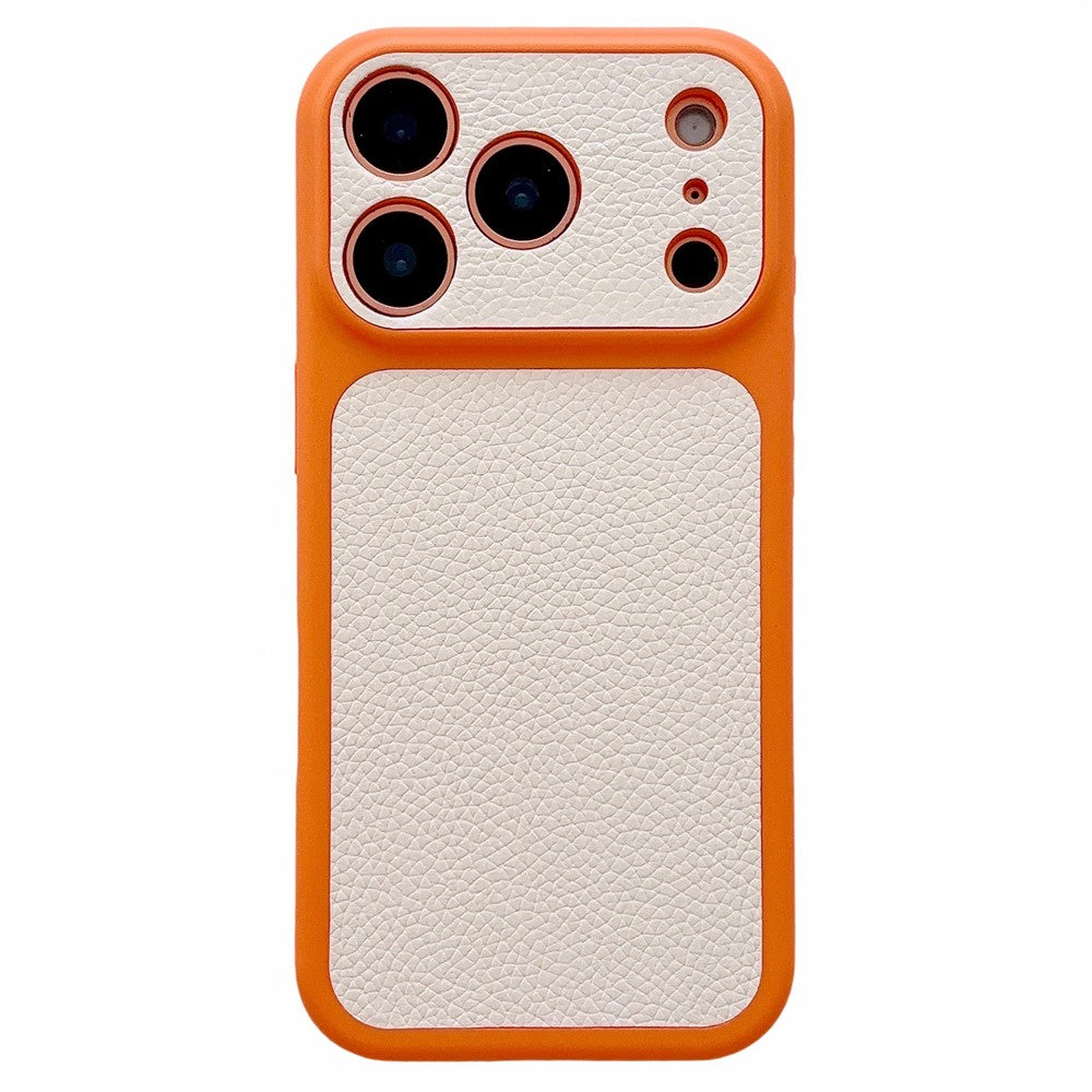 For iPhone 17 Pro Max Case Lychee Texture Genuine Cow Leather Coated TPU + PC Phone Cover