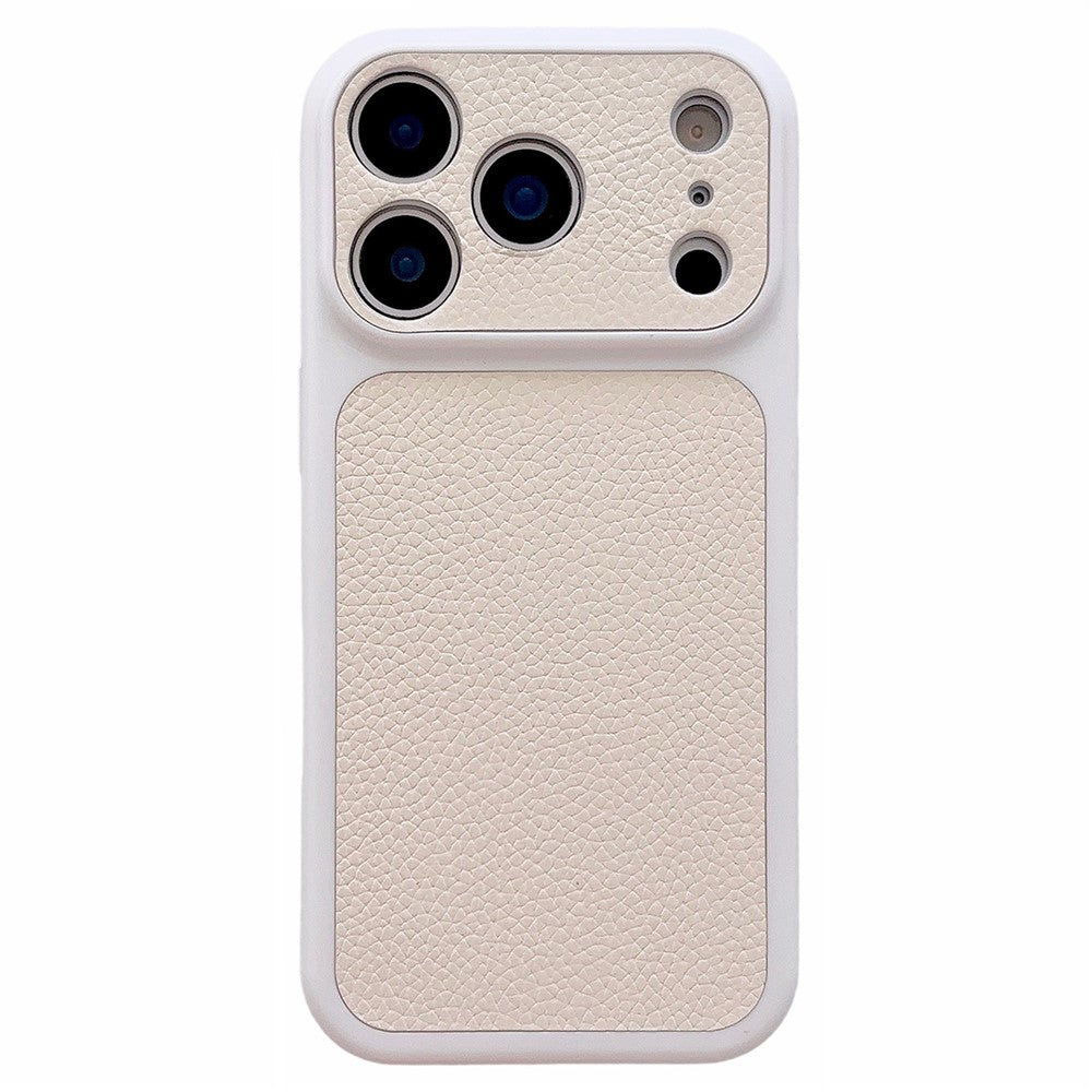 For iPhone 17 Pro Max Case Lychee Texture Genuine Cow Leather Coated TPU + PC Phone Cover