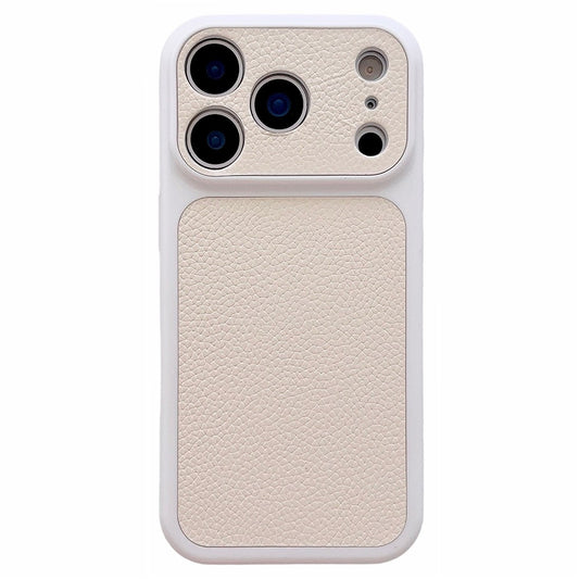 For iPhone 17 Pro Max Case Lychee Texture Genuine Cow Leather Coated TPU + PC Phone Cover