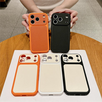 For iPhone 17 Pro Case Lychee Texture Genuine Cow Leather Coated TPU + PC Phone Cover