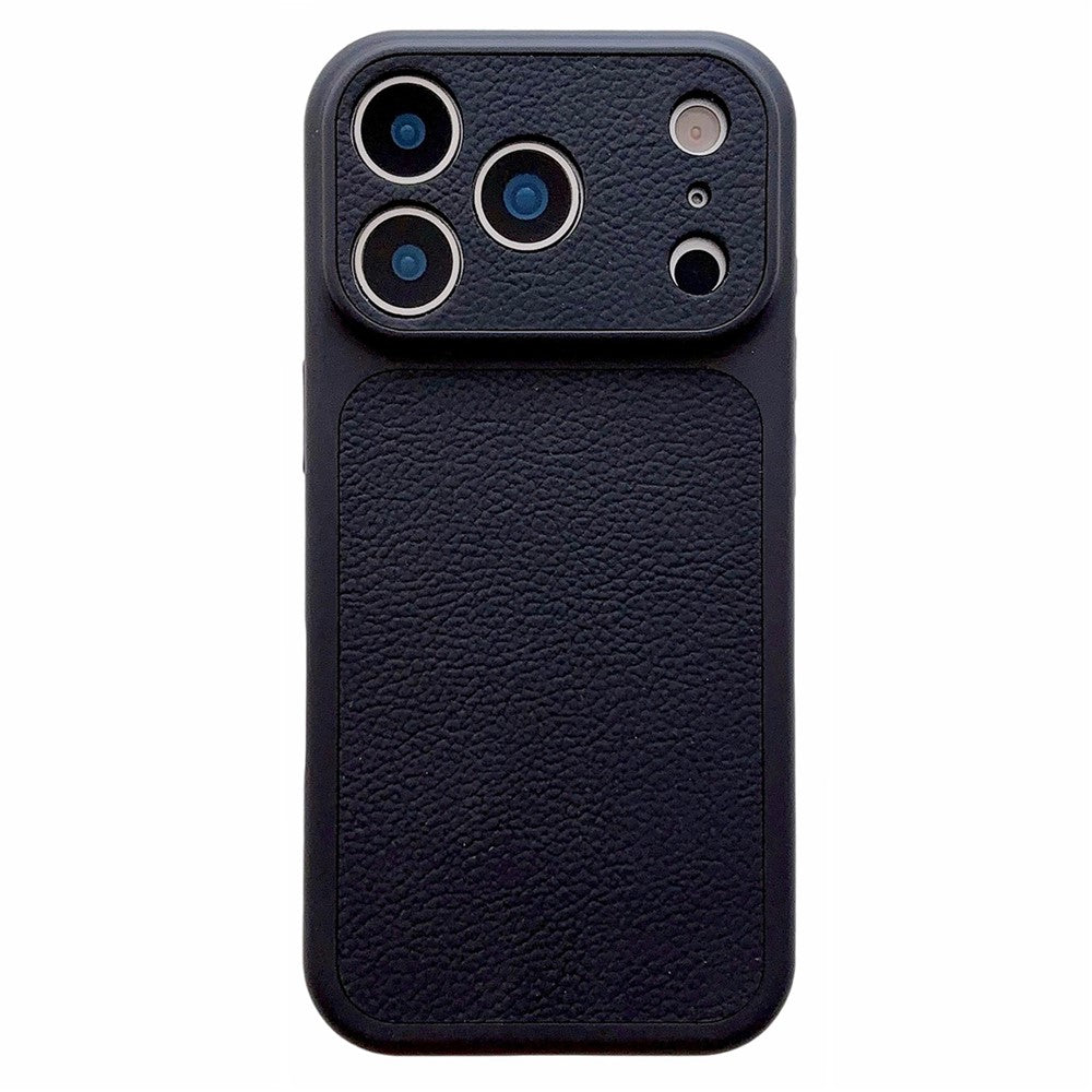 For iPhone 17 Pro Case Lychee Texture Genuine Cow Leather Coated TPU + PC Phone Cover