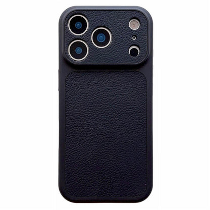 For iPhone 17 Pro Case Lychee Texture Genuine Cow Leather Coated TPU + PC Phone Cover