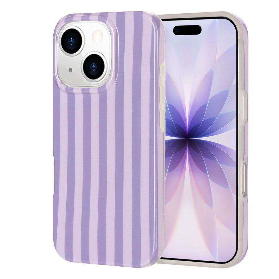 For iPhone 14 Plus / iPhone 15 Plus Case IMD Stripe TPU Full Coverage Shockproof Phone Protective Cover