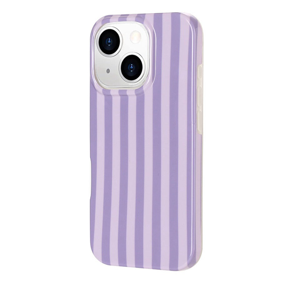 For iPhone 14 Plus / iPhone 15 Plus Case IMD Stripe TPU Full Coverage Shockproof Phone Protective Cover