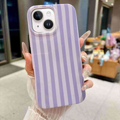 For iPhone 14 Plus / iPhone 15 Plus Case IMD Stripe TPU Full Coverage Shockproof Phone Protective Cover