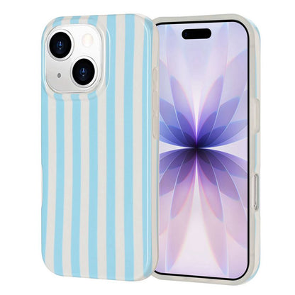 For iPhone 14 Plus / iPhone 15 Plus Case IMD Stripe TPU Full Coverage Shockproof Phone Protective Cover