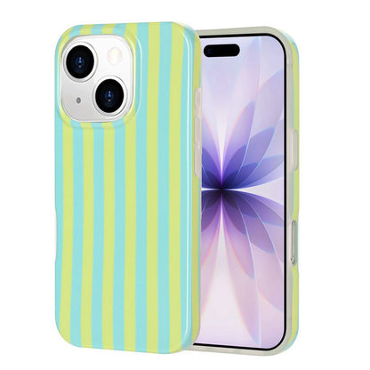 For iPhone 14 Plus / iPhone 15 Plus Case IMD Stripe TPU Full Coverage Shockproof Phone Protective Cover