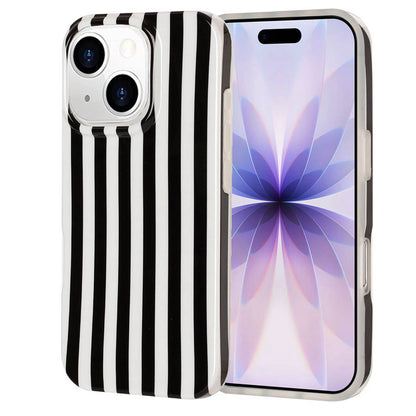 For iPhone 14 Plus / iPhone 15 Plus Case IMD Stripe TPU Full Coverage Shockproof Phone Protective Cover