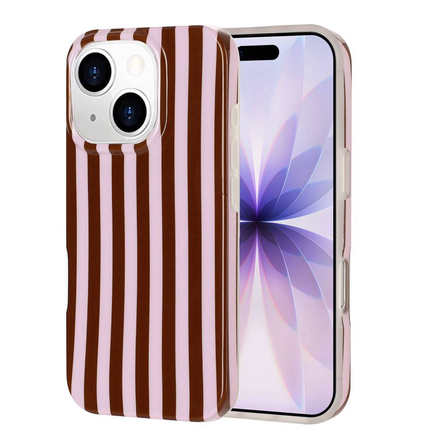For iPhone 14 Plus / iPhone 15 Plus Case IMD Stripe TPU Full Coverage Shockproof Phone Protective Cover
