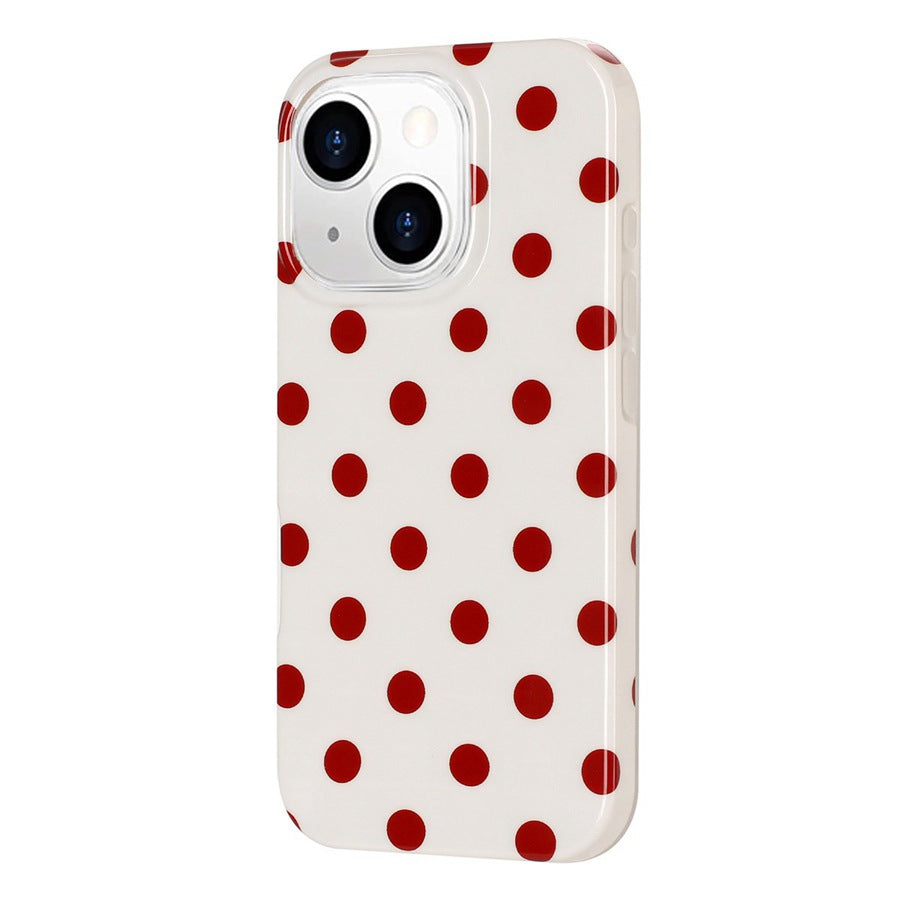 For iPhone 14 Plus / iPhone 15 Plus Case Retro Polka Dot IMD TPU Full Coverage Phone Protective Cover