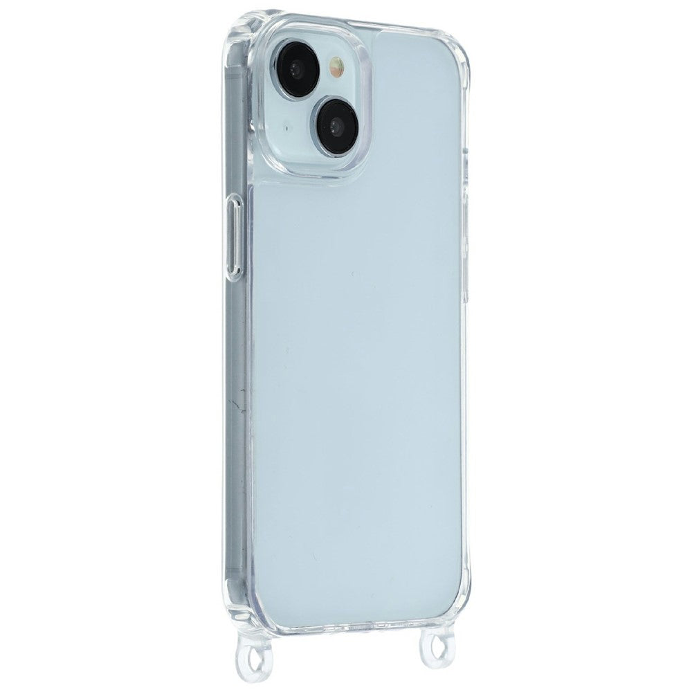 For iPhone 14 Plus Case PC+TPU 1.5mm Clear Phone Cover with Lanyard Holes