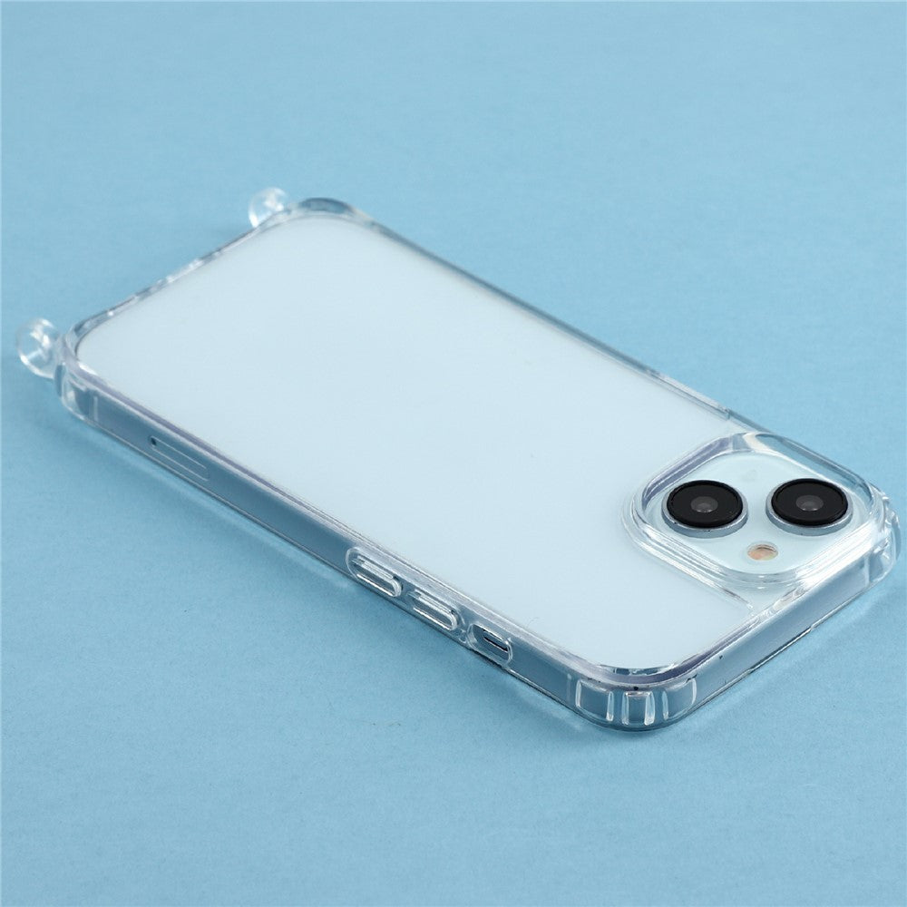 For iPhone 14 Plus Case PC+TPU 1.5mm Clear Phone Cover with Lanyard Holes