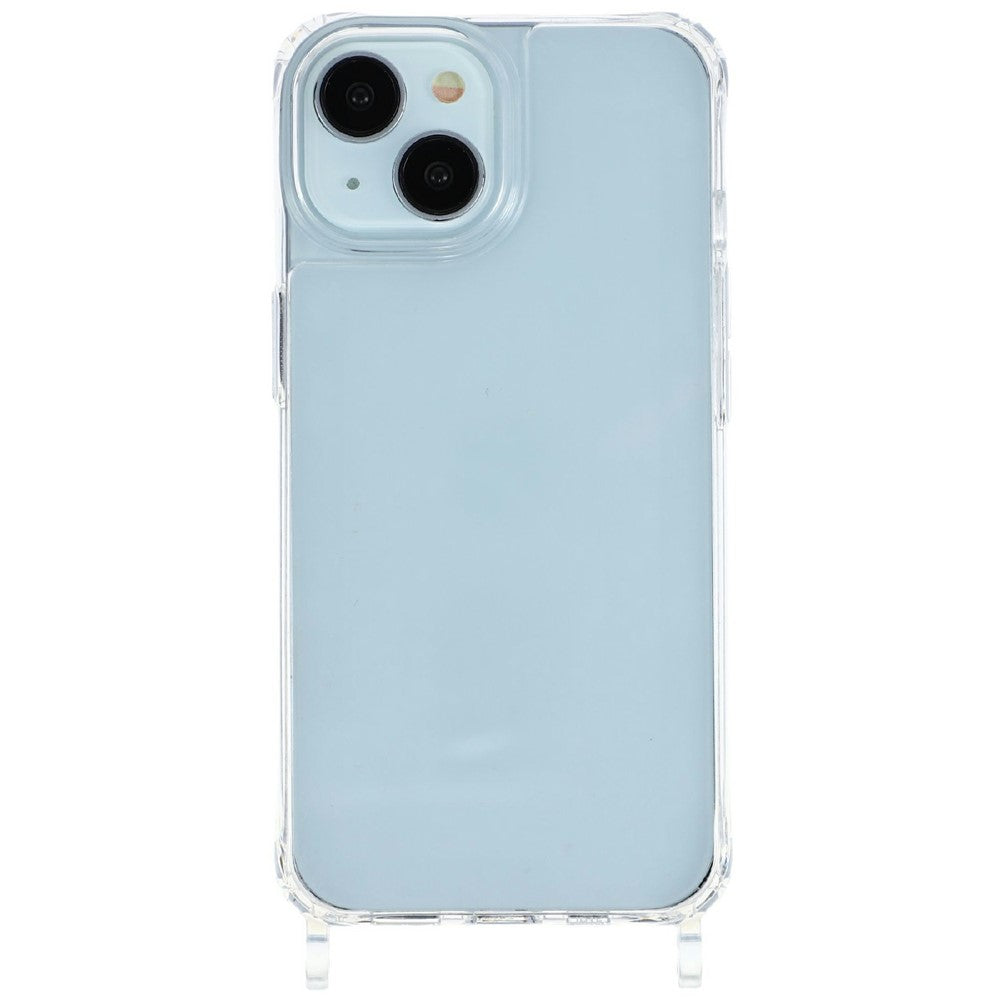 For iPhone 14 Case 1.5mm PC+TPU Clear Phone Cover with Lanyard Holes