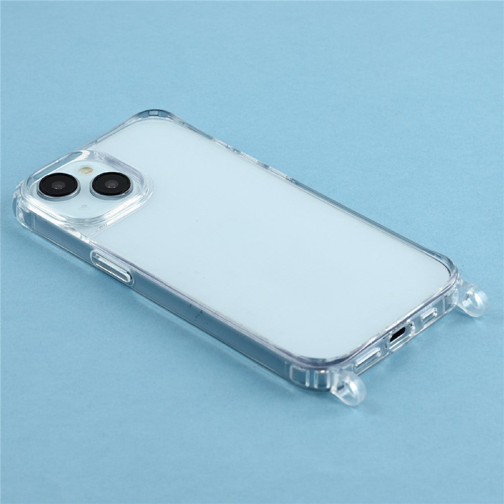 For iPhone 14 Case 1.5mm PC+TPU Clear Phone Cover with Lanyard Holes