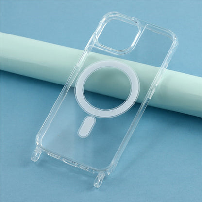 For iPhone 14 Case Compatible with MagSafe TPU+PC 1.5mm Clear Phone Cover with Lanyard Holes