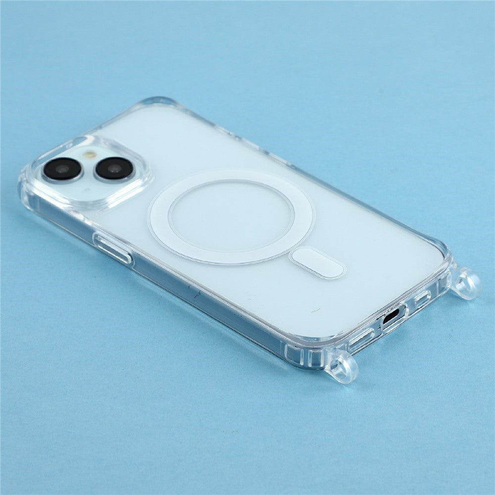 For iPhone 14 Plus Case Compatible with MagSafe TPU+PC 1.5mm Clear Phone Cover with Lanyard Holes