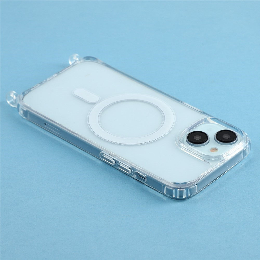 For iPhone 14 Plus Case Compatible with MagSafe TPU+PC 1.5mm Clear Phone Cover with Lanyard Holes