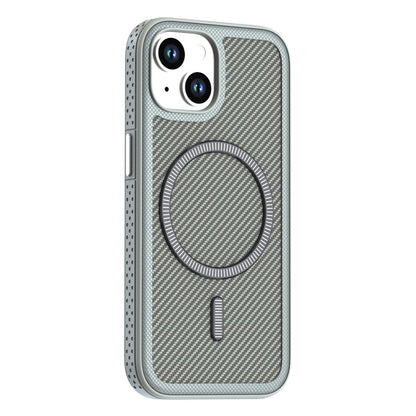 For iPhone 14  /  13 Magnetic Case Carbon Fiber Texture PC + TPU Phone Cover with Independent Button