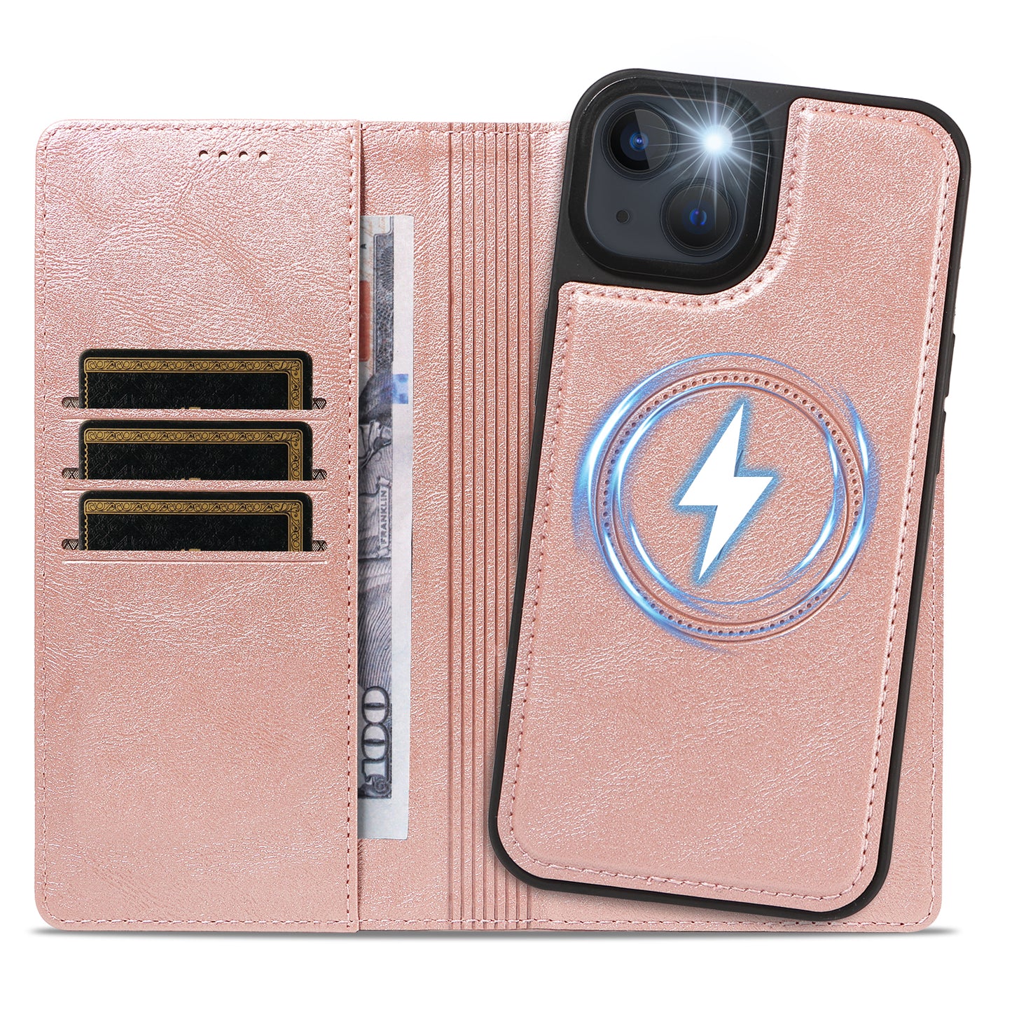 For iPhone 14 / iPhone 13 Magnetic Case Detachable 2 in 1 Leather Wallet Phone Cover