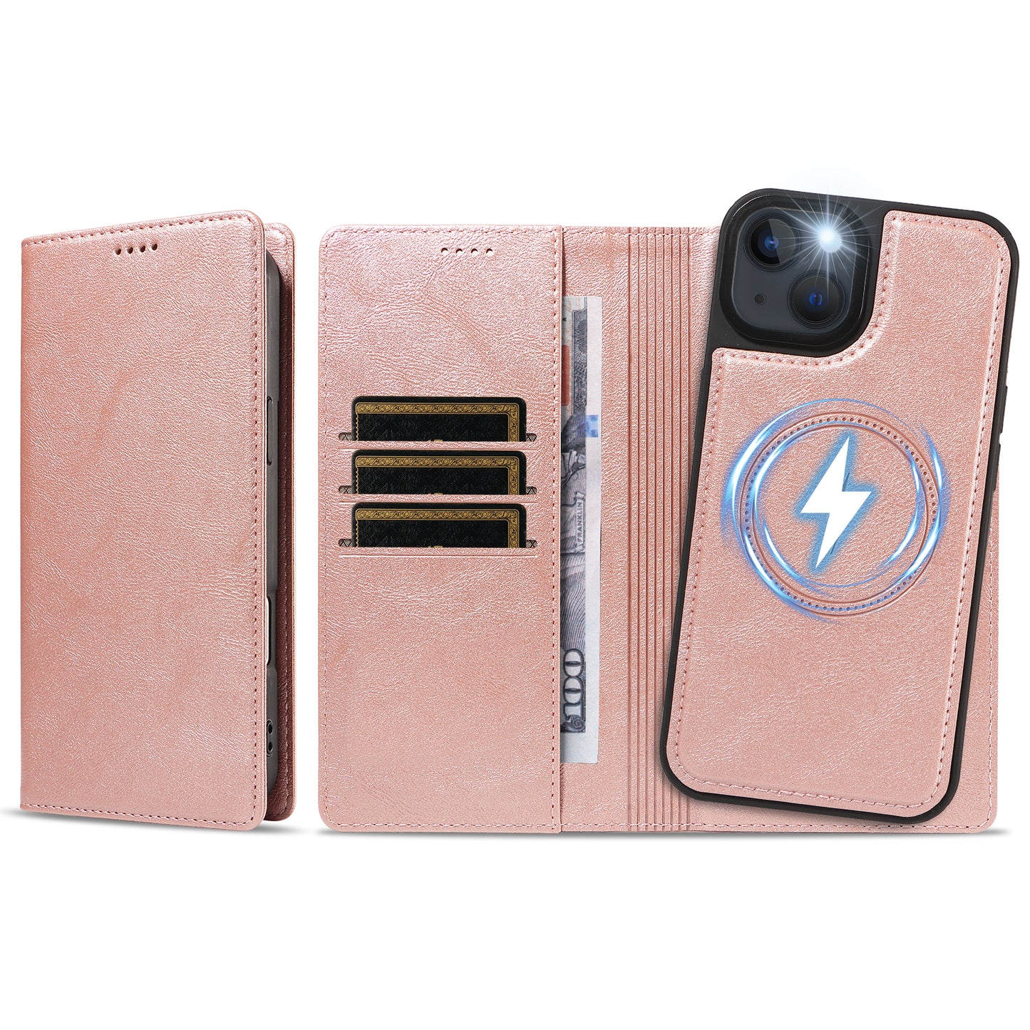 For iPhone 14 / iPhone 13 Magnetic Case Detachable 2 in 1 Leather Wallet Phone Cover