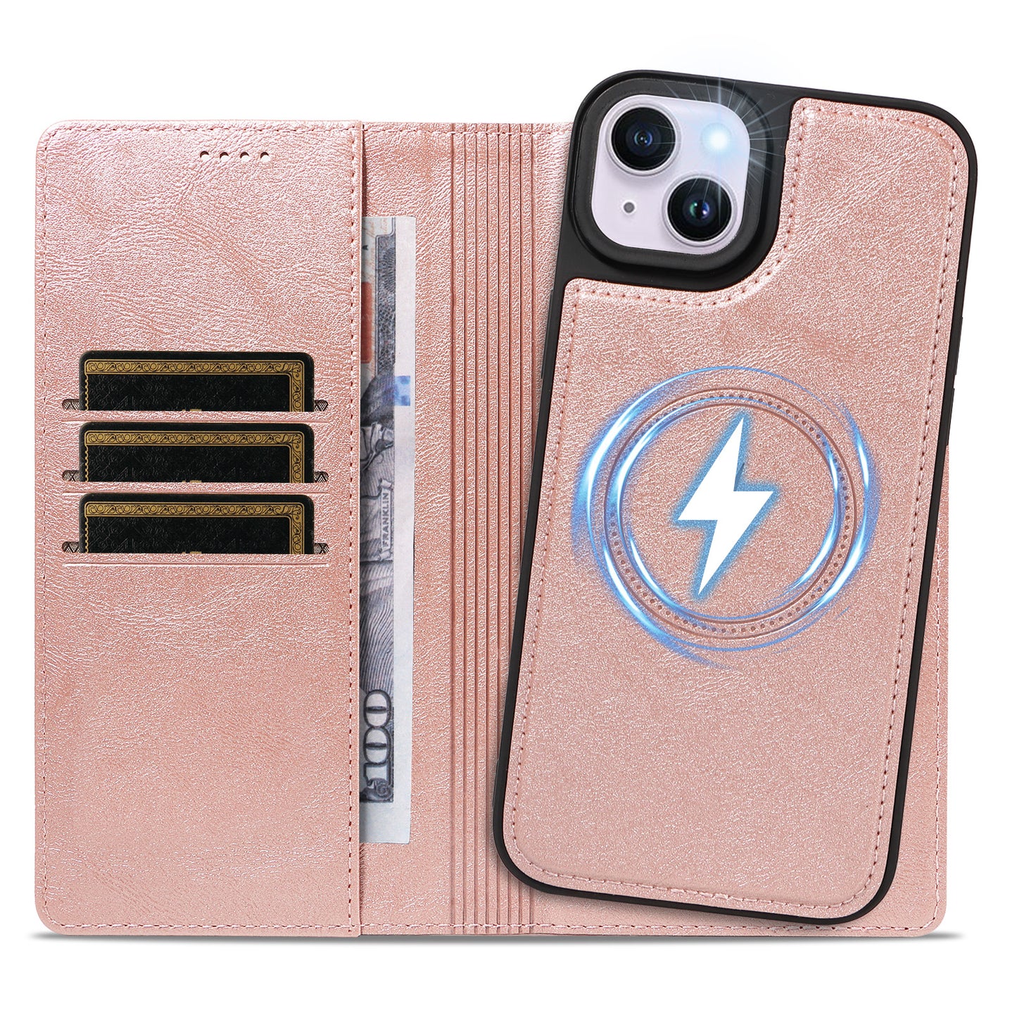 For iPhone 14 Plus Magnetic Case Detachable 2 in 1 Leather Wallet Phone Cover