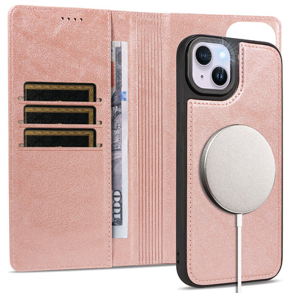 For iPhone 14 Plus Magnetic Case Detachable 2 in 1 Leather Wallet Phone Cover