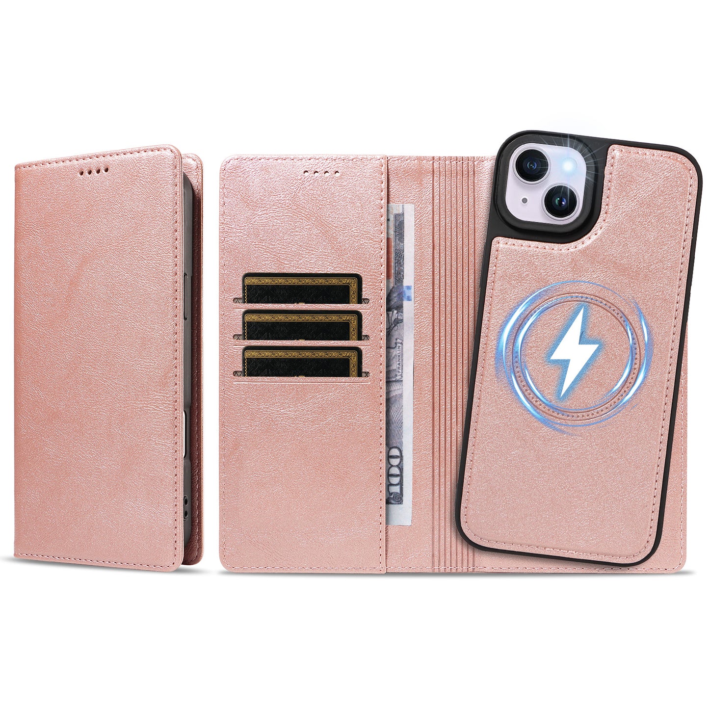 For iPhone 14 Plus Magnetic Case Detachable 2 in 1 Leather Wallet Phone Cover