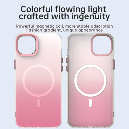 For iPhone 14 Magnetic Case Gradient TPU + PET + PC IMD Shockproof Phone Cover - Green