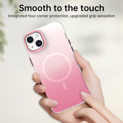 For iPhone 14 Magnetic Case Gradient TPU + PET + PC IMD Shockproof Phone Cover - Green