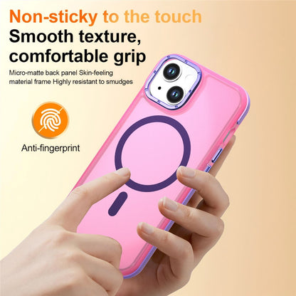 For iPhone 14  /  13 Magnetic Case Color Blocking PC + TPU Anti-Fingerprint Phone Cover