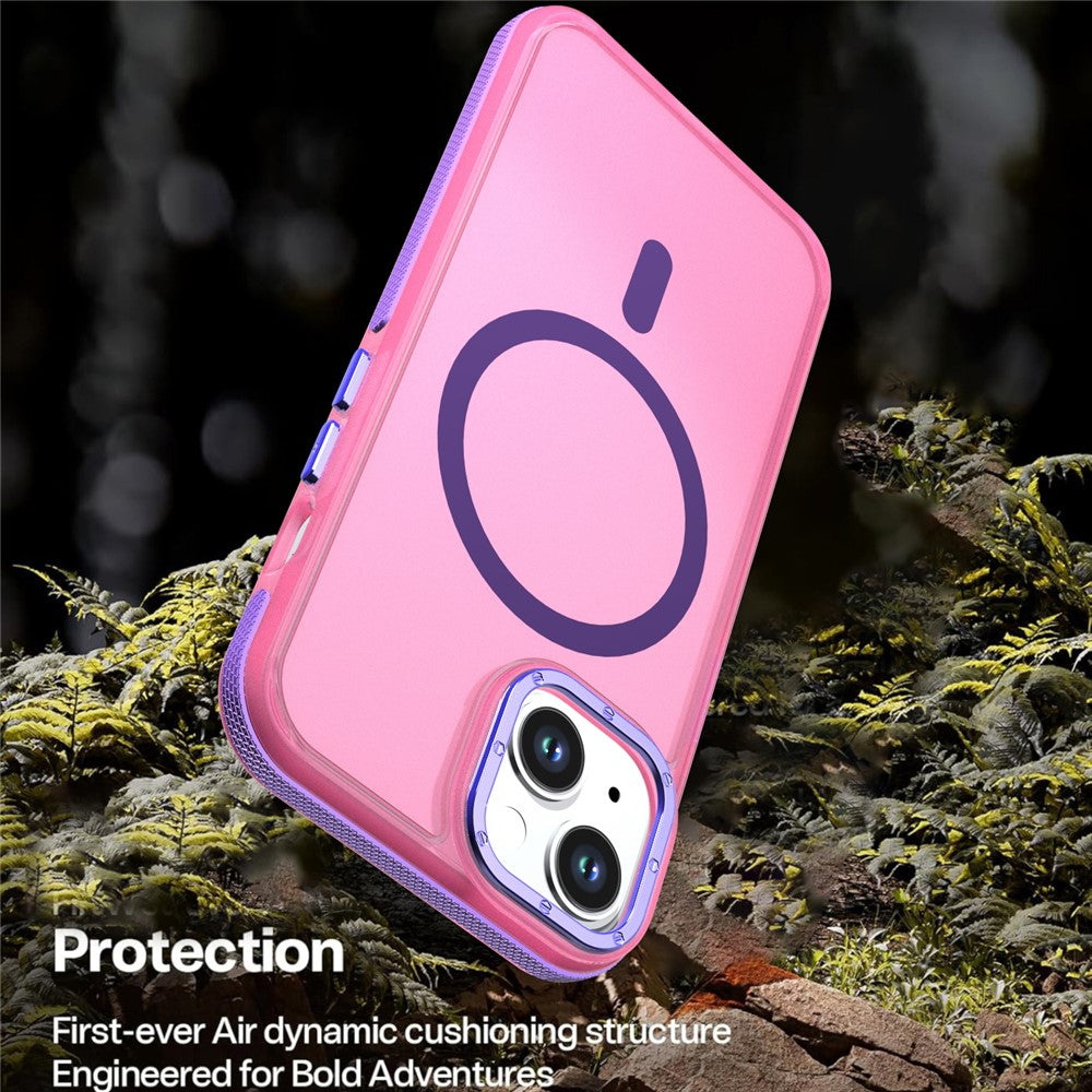 For iPhone 14  /  13 Magnetic Case Color Blocking PC + TPU Anti-Fingerprint Phone Cover