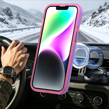 For iPhone 14  /  13 Magnetic Case Color Blocking PC + TPU Anti-Fingerprint Phone Cover