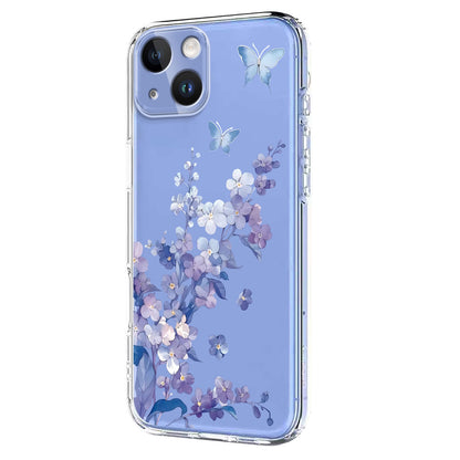 For iPhone 13 / iPhone 14 Case Butterfly Floral Pattern Printing TPU Phone Back Cover