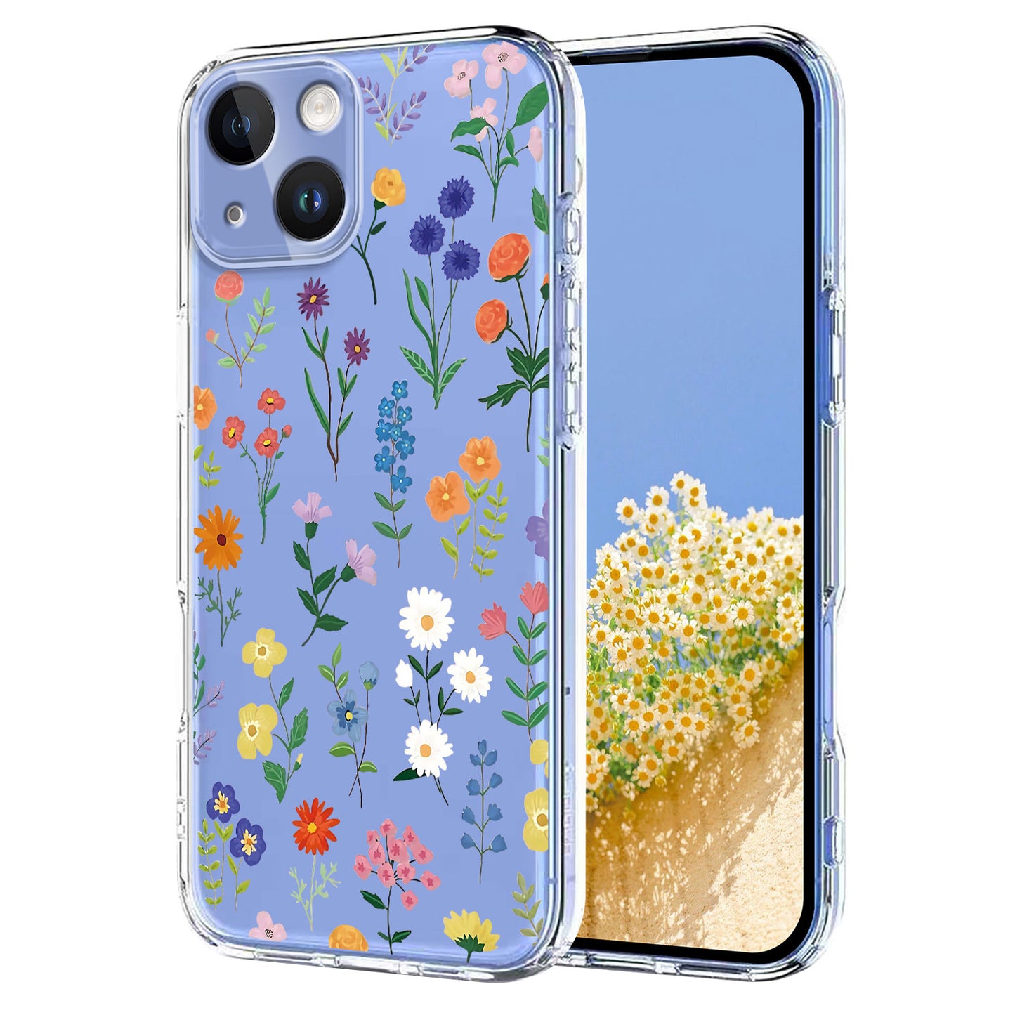 For iPhone 13 / iPhone 14 Case Butterfly Floral Pattern Printing TPU Phone Back Cover
