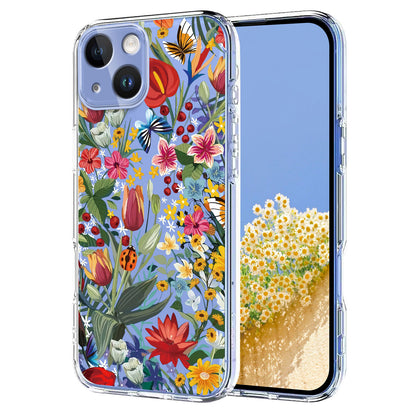 For iPhone 13 / iPhone 14 Case Butterfly Floral Pattern Printing TPU Phone Back Cover
