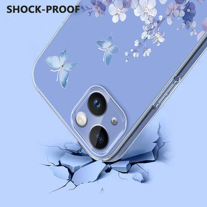 For iPhone 14 Plus Case Butterfly Floral Pattern Printing TPU Phone Back Cover