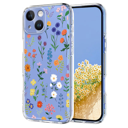 For iPhone 14 Plus Case Butterfly Floral Pattern Printing TPU Phone Back Cover