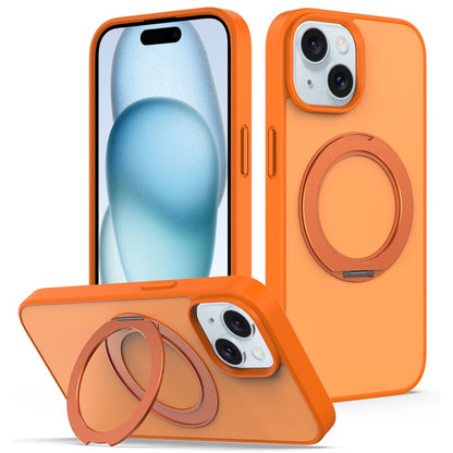For iPhone 13  /  14 Case with Rotating Magnetic Kickstand PC + TPU Skin-Touch Phone Cover