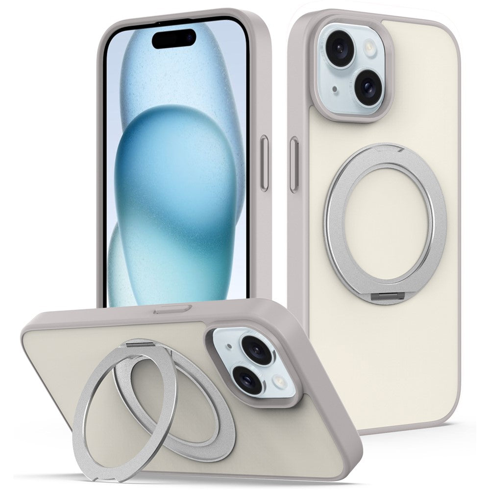 For iPhone 13  /  14 Case with Rotating Magnetic Kickstand PC + TPU Skin-Touch Phone Cover