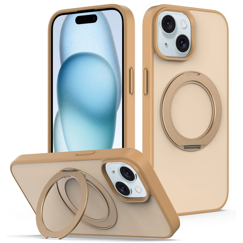 For iPhone 13  /  14 Case with Rotating Magnetic Kickstand PC + TPU Skin-Touch Phone Cover