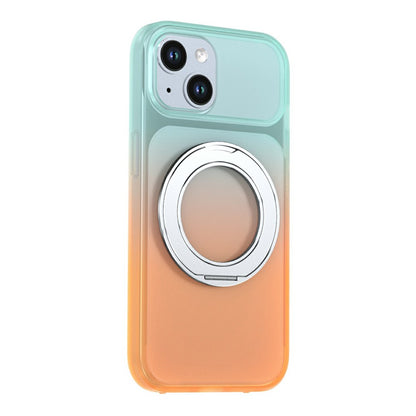 For iPhone 13  /  14 Magnetic Case Rotary Kickstand Gradient Color PC + TPU Phone Cover