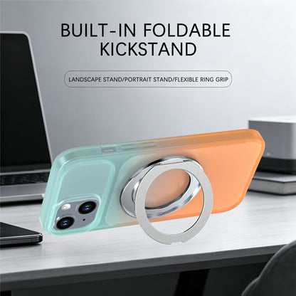 For iPhone 13  /  14 Magnetic Case Rotary Kickstand Gradient Color PC + TPU Phone Cover