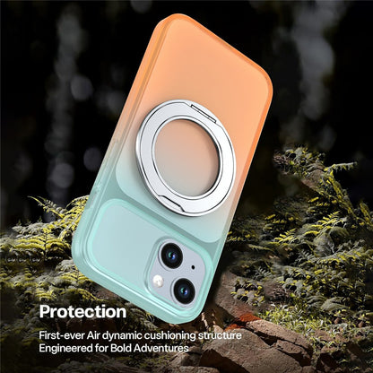 For iPhone 13  /  14 Magnetic Case Rotary Kickstand Gradient Color PC + TPU Phone Cover